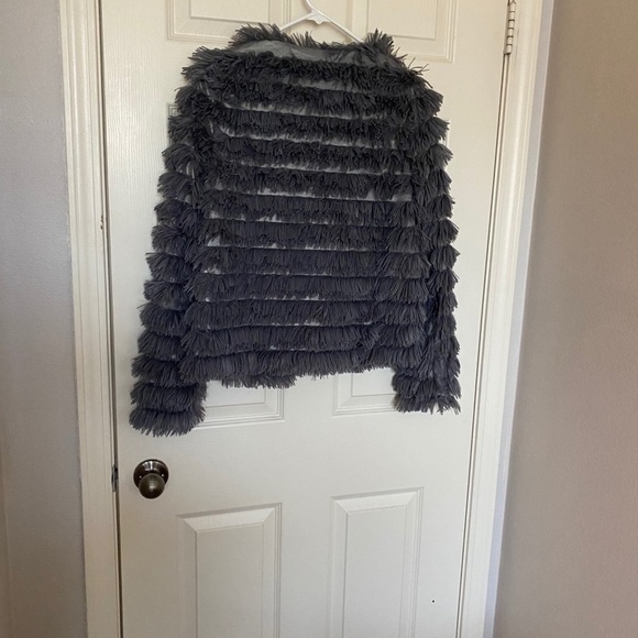 Gray Bohemian Shaggy Fringe Jacket - Picture 6 of 7